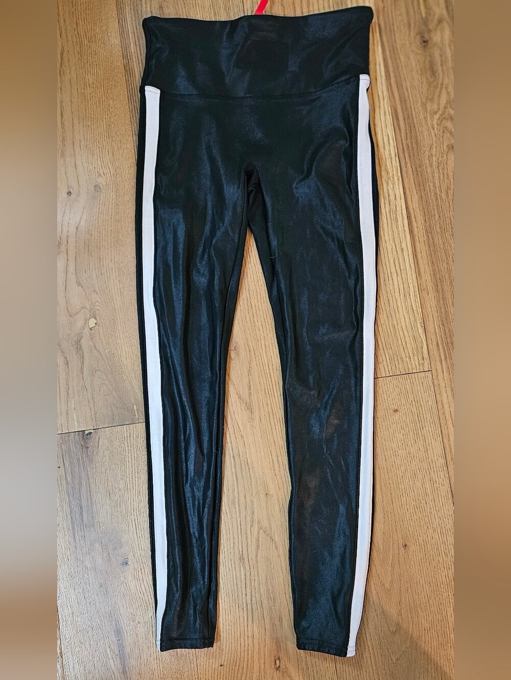 Spanx Faux Leather Side Stripe Leggings Black/Off White